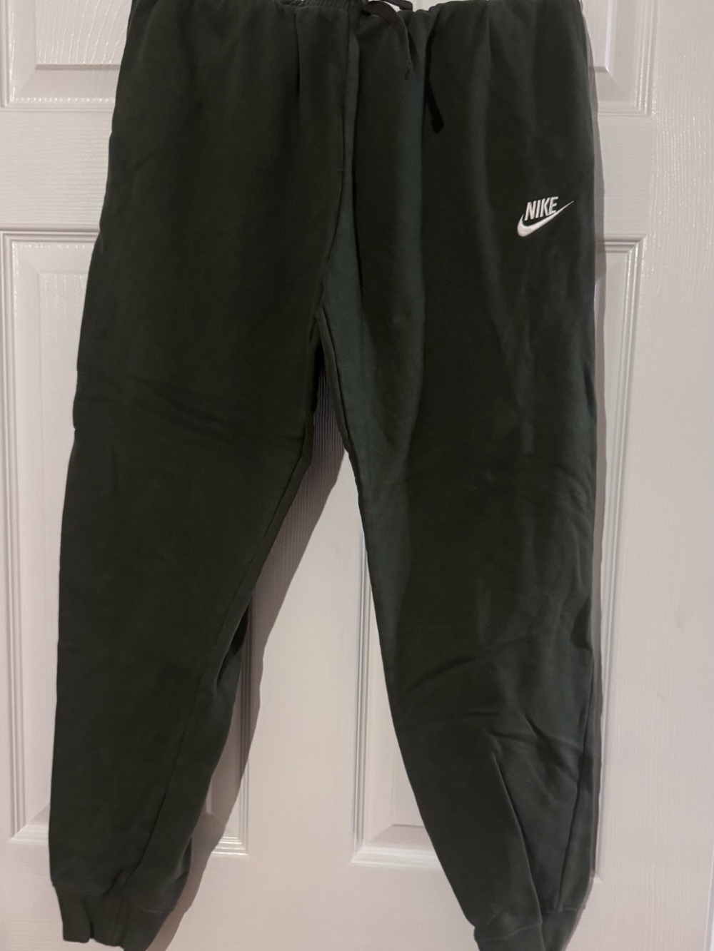 Nike Olive Green Fleece Jogger Pants with White Logo